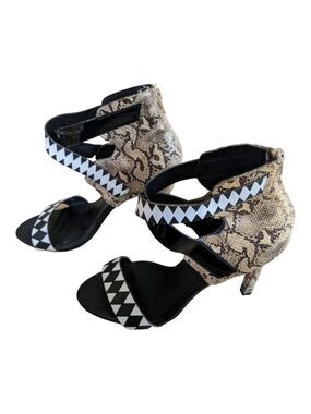 Taylor Says Rio Zip Back Snakeskin High Heel Sandals Size 9